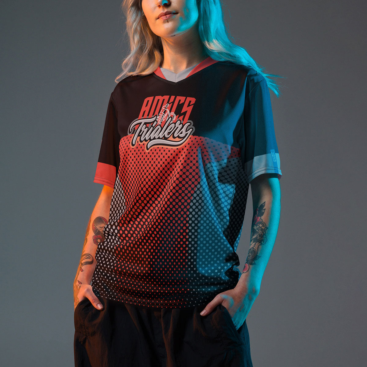 AMICS TRIALERS · Camiseta deportiva m/corta·Hombre/Unisex · Premium·Full Print-358x1ipi