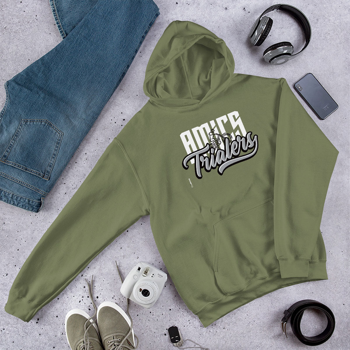 AMICS TRIALERS · Sudadera capucha·Hombre/Unisex · Basic·Military Green-346b1f