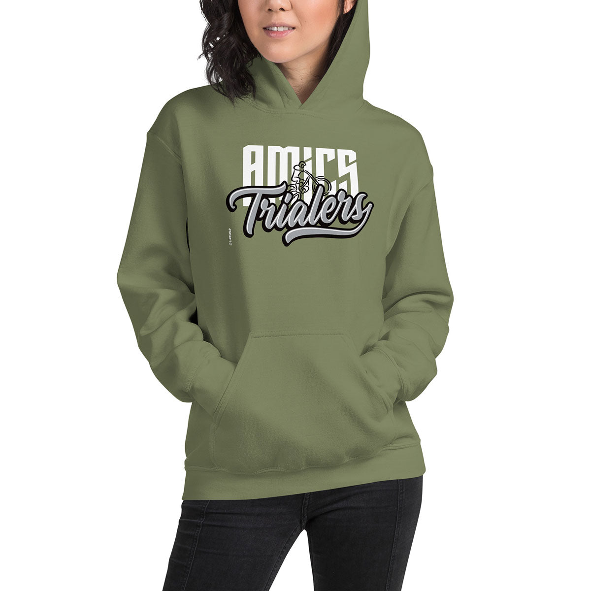 AMICS TRIALERS · Sudadera capucha·Mujer/Unisex · Basic·Military Green-347b2f
