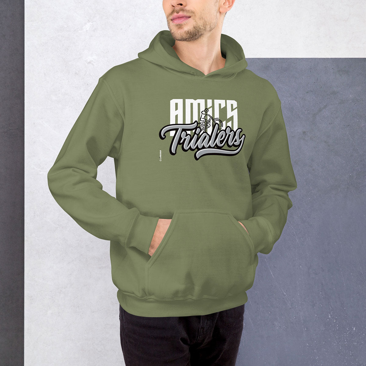 AMICS TRIALERS · Sudadera capucha·Mujer/Unisex · Basic·Military Green-347b2f