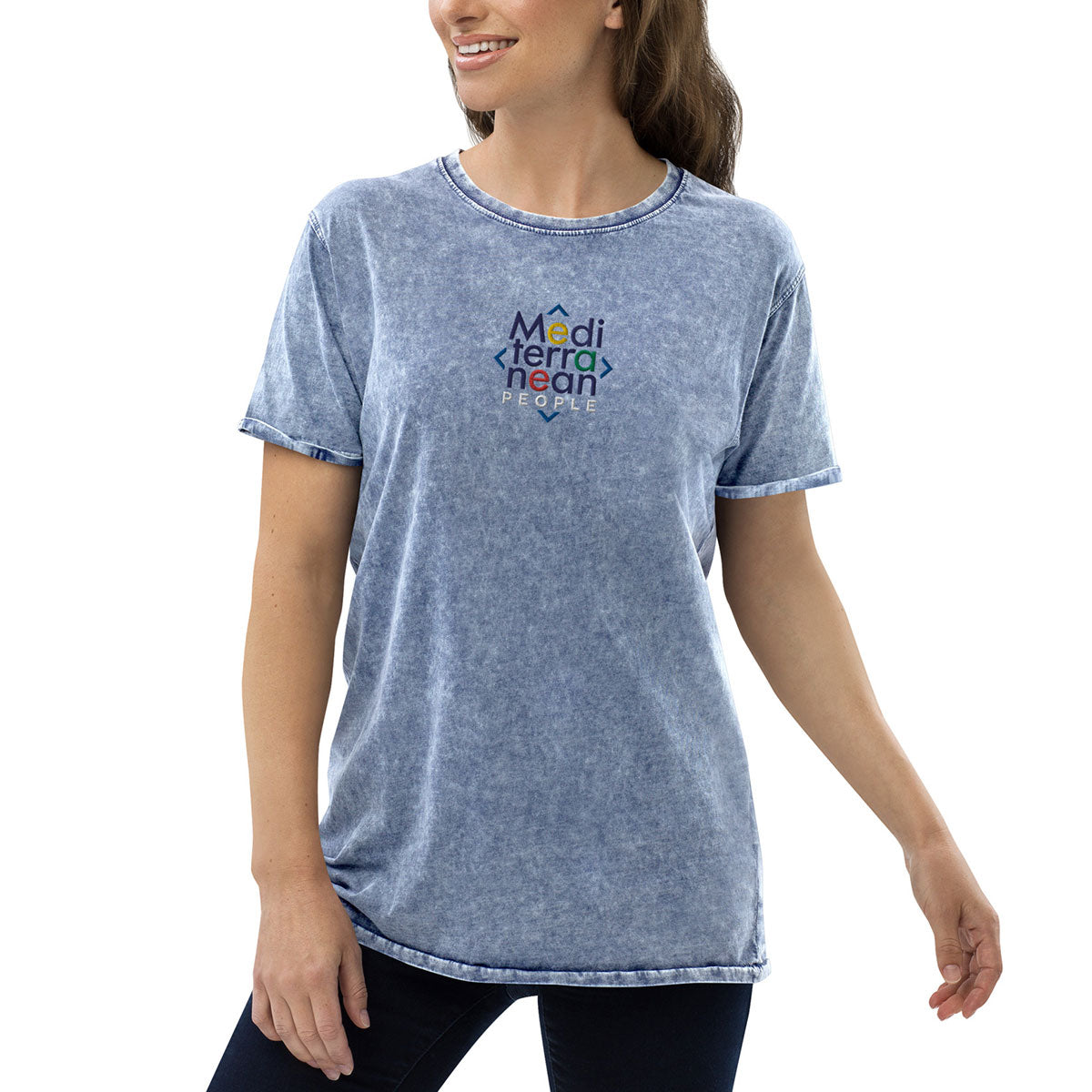 LIKELELE world · Camiseta m/corta·MEDITERRANEAN PEOPLE·Mujer/Unisex · Medium·Denim Blue-378b2f