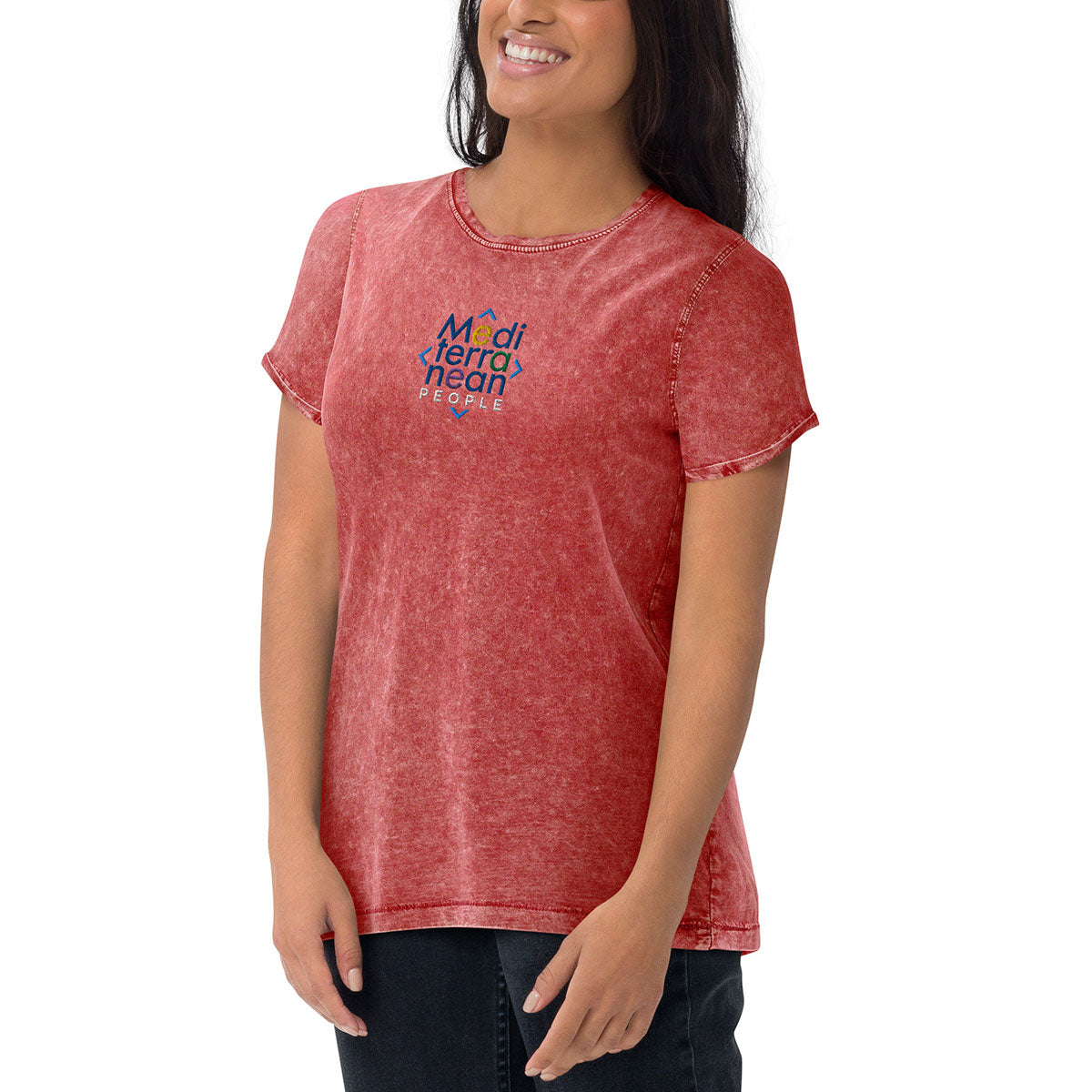 LIKELELE world · Camiseta m/corta·MEDITERRANEAN PEOPLE·Mujer/Unisex · Medium·Garnet Red-376b2f