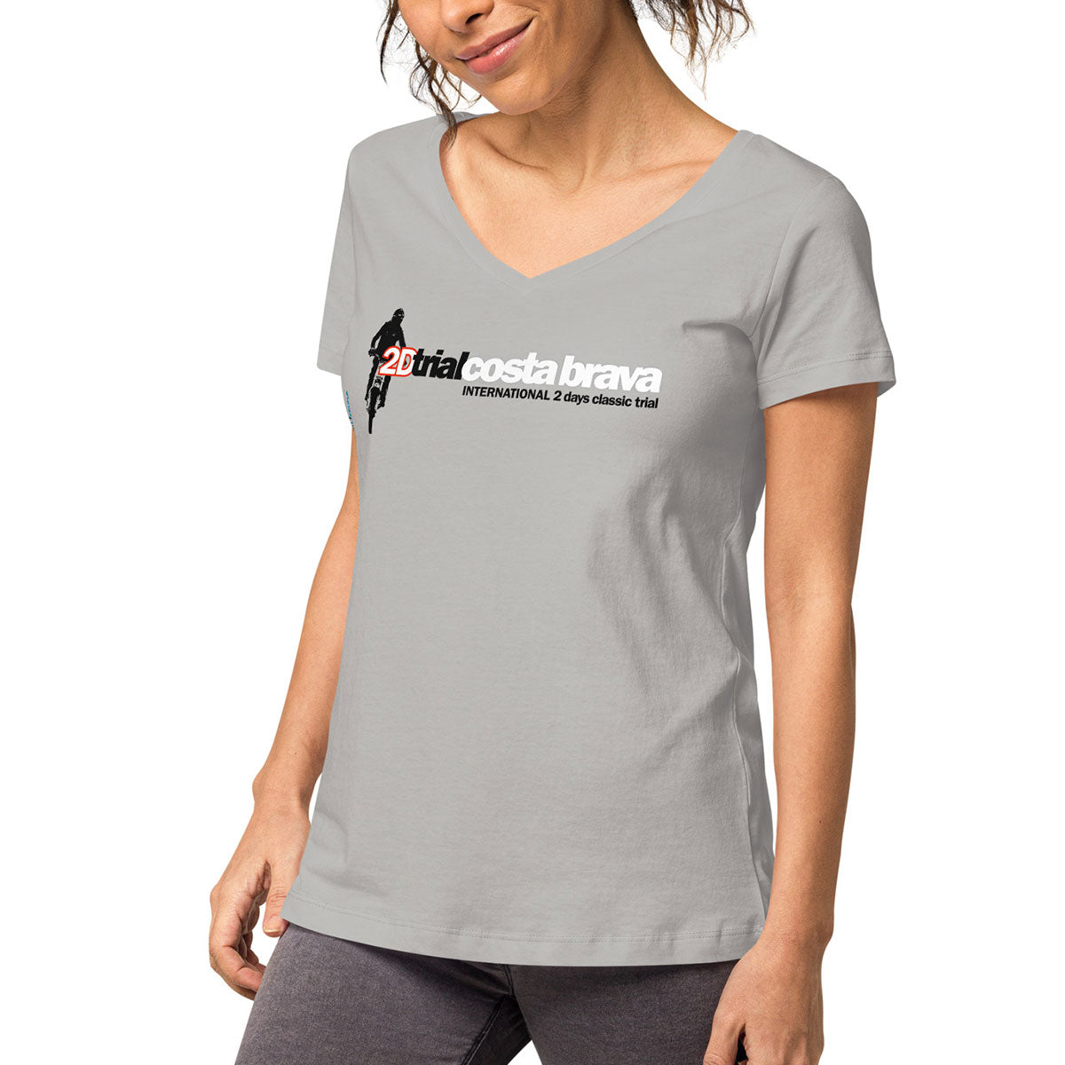 TRIAL COSTA BRAVA · Camiseta m/corta·cuello pico·Mujer · Medium·Gris1-130b