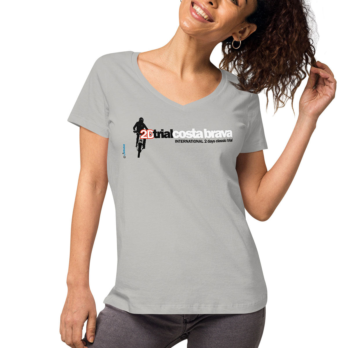 TRIAL COSTA BRAVA · Camiseta m/corta·cuello pico·Mujer · Medium·Gris1-130b