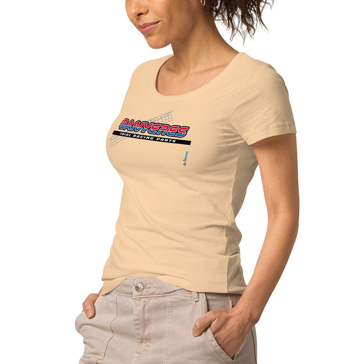 BANYERES TRIAL RACING PARTS · Camiseta m/corta·cuello ancho·Mujer · Medium·Arena-154a