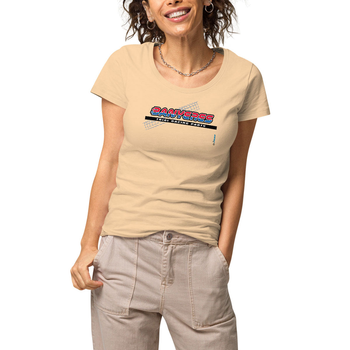BANYERES TRIAL RACING PARTS · Camiseta m/corta·cuello ancho·Mujer · Medium·Arena-154a