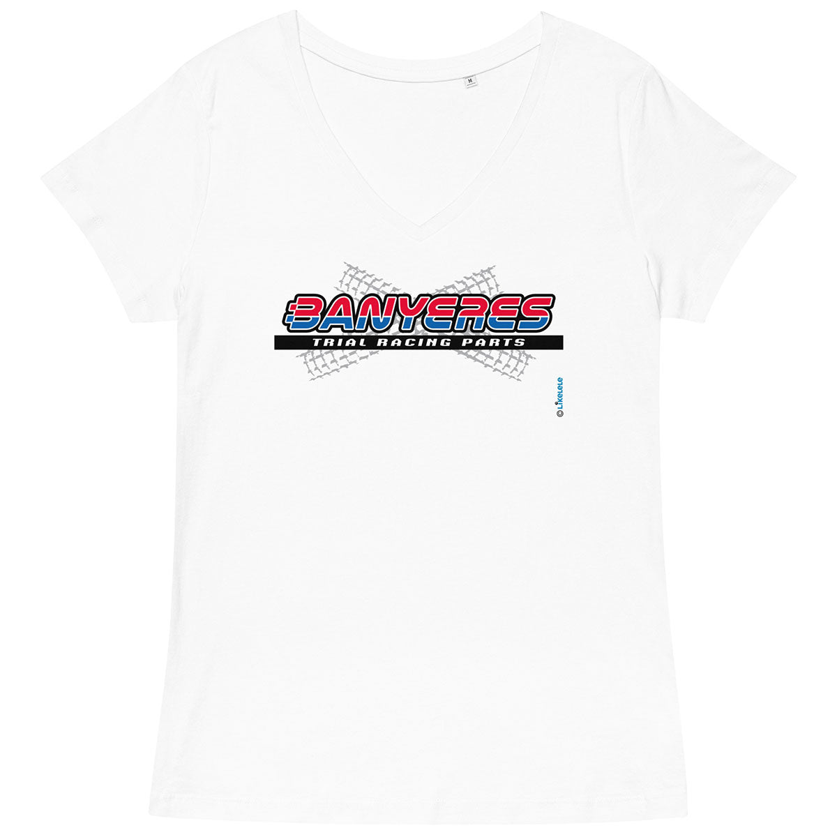 BANYERES TRIAL RACING PARTS · Camiseta m/corta·cuello pico·Mujer · Medium·Blanco-153a