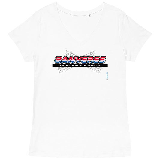 BANYERES TRIAL RACING PARTS · Camiseta m/corta·cuello pico·Mujer · Medium·Blanco-153a
