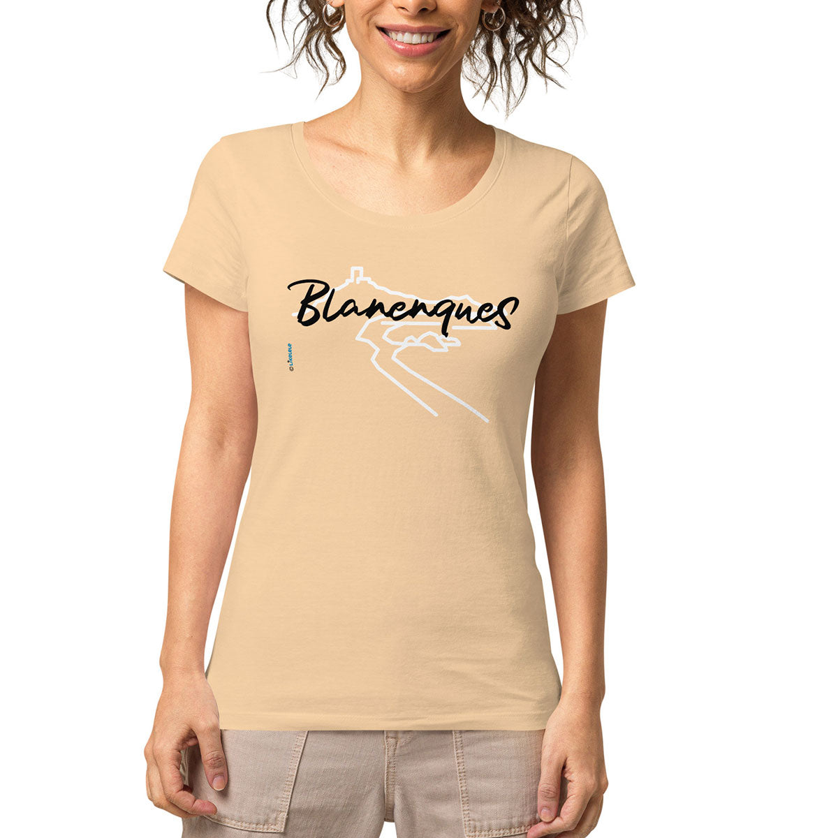 BLANENQUES · Camiseta m/corta·cuello ancho·Mujer · Medium·Arena-120b