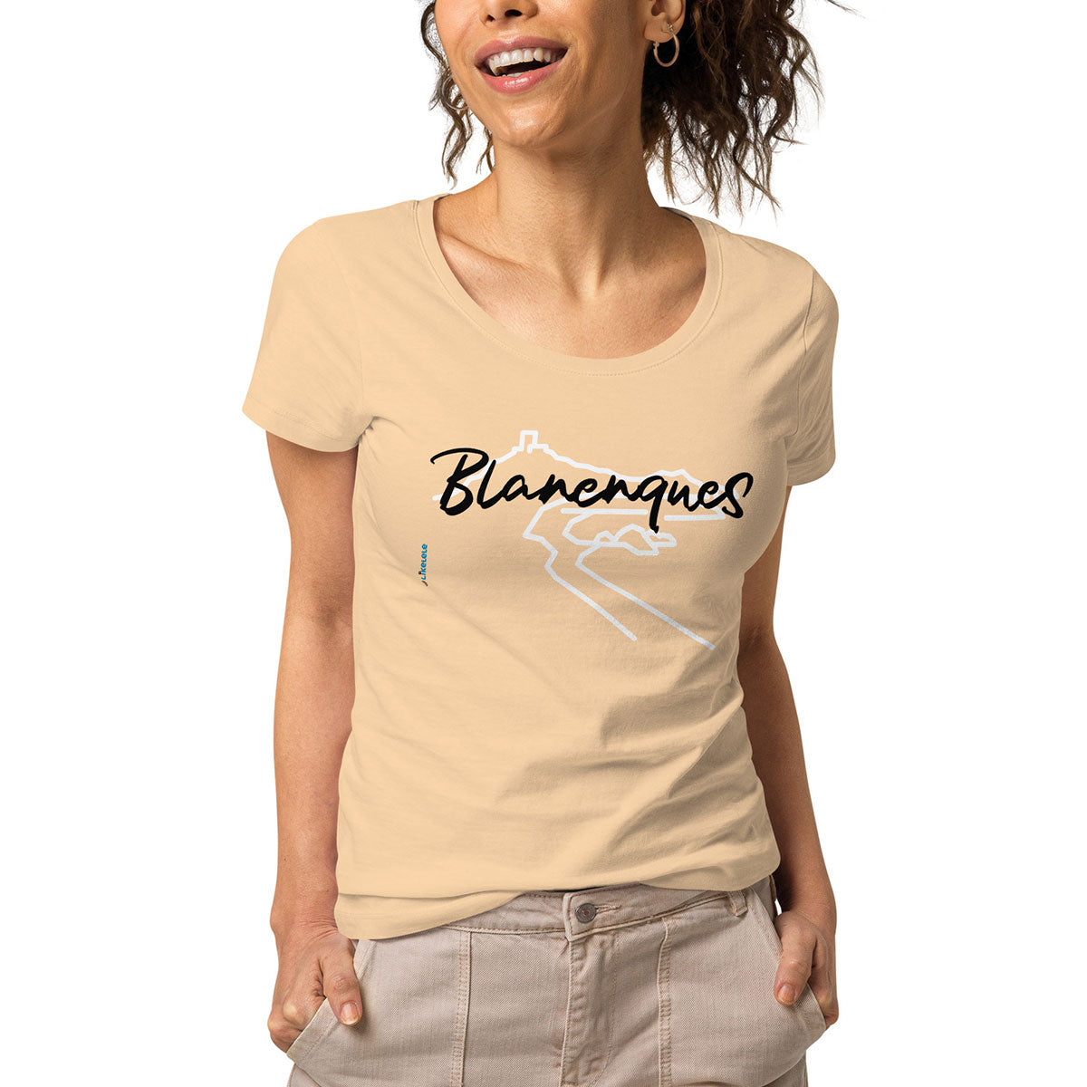 BLANENQUES · Camiseta m/corta·cuello ancho·Mujer · Medium·Arena-120b