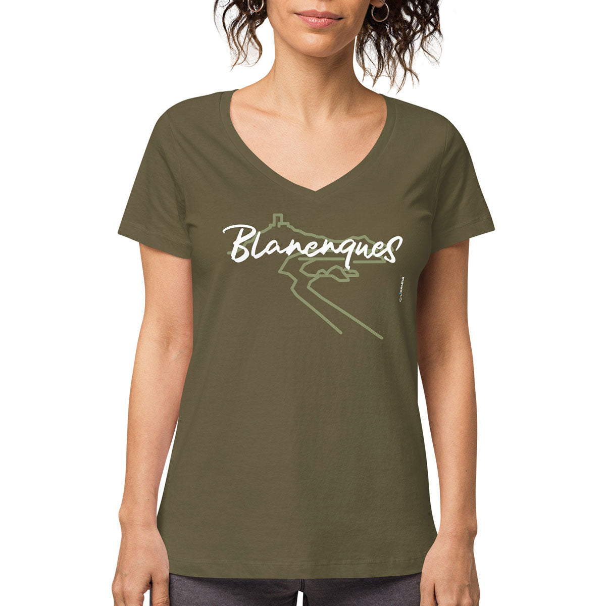 BLANENQUES · Camiseta m/corta·cuello pico·Mujer · Medium·Caqui-121c