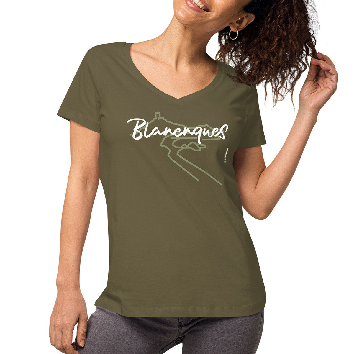BLANENQUES · Camiseta m/corta·cuello pico·Mujer · Medium·Caqui-121c