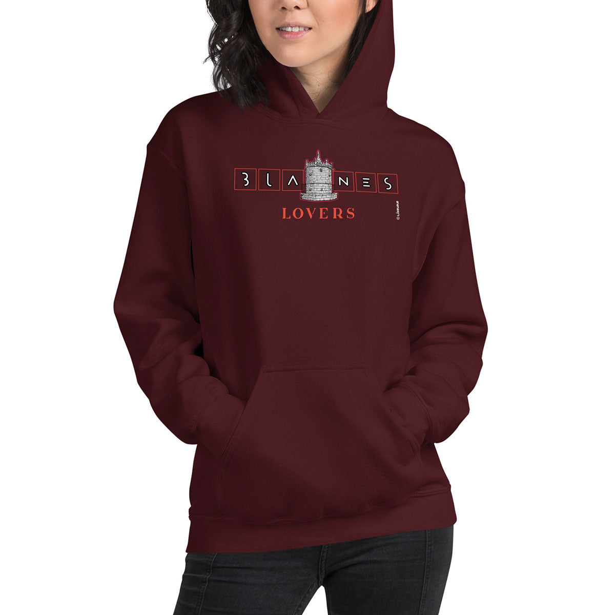 BLANES Font Gòtica · Sudadera capucha·Mujer/Unisex · Basic·Maroon-216c2f