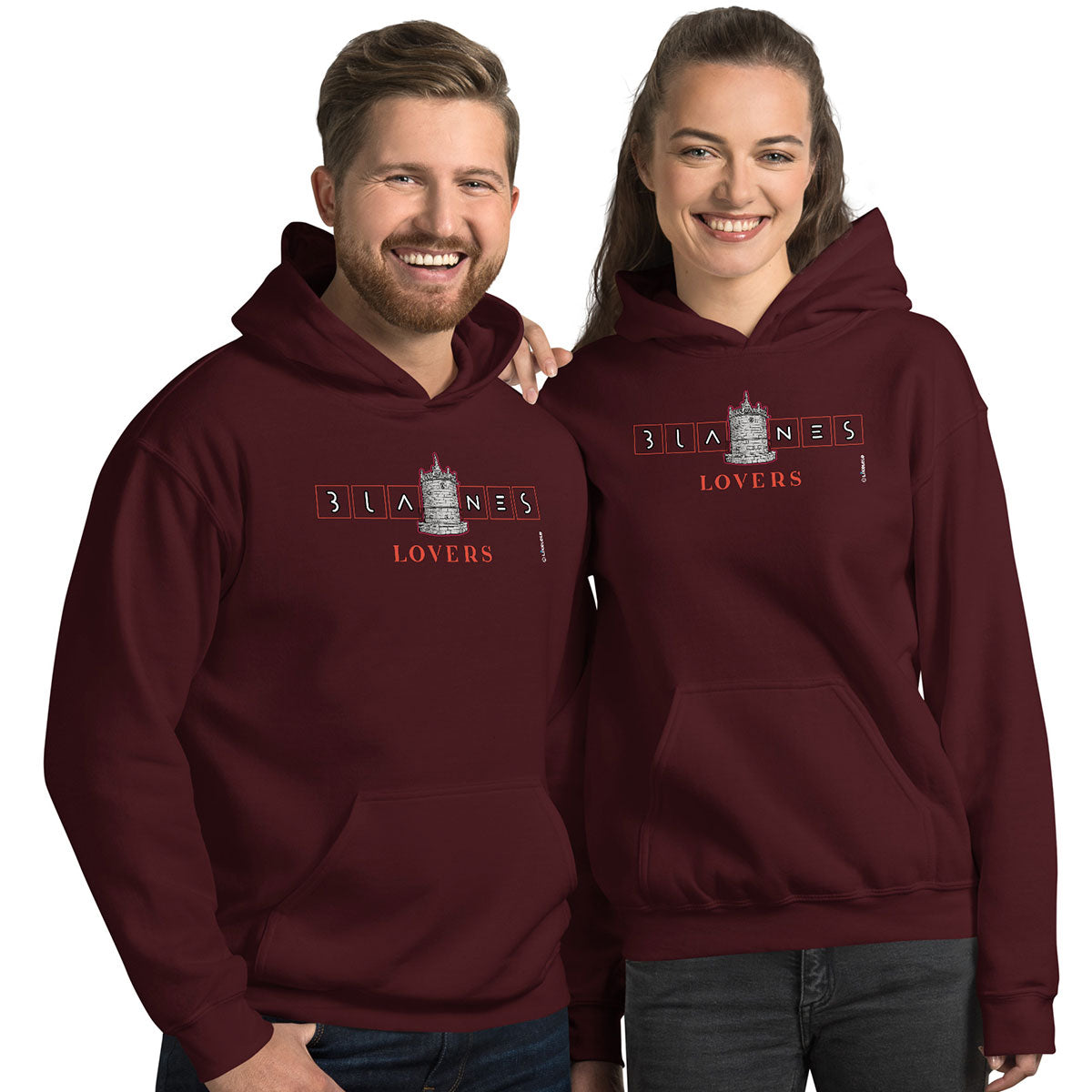 BLANES Font Gòtica · Sudadera capucha·Mujer/Unisex · Basic·Maroon-216c2f