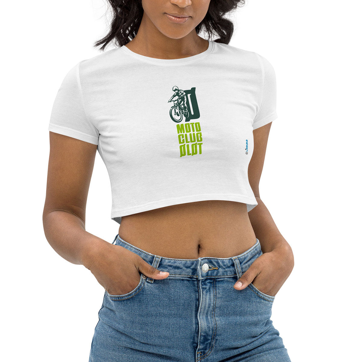 MOTO CLUB OLOT · Crop Top m/corta·Mujer · Medium·Blanco-124a