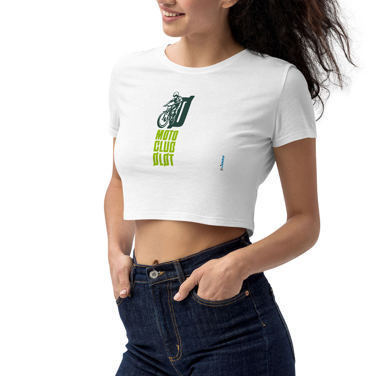 MOTO CLUB OLOT · Crop Top m/corta·Mujer · Medium·Blanco-124a