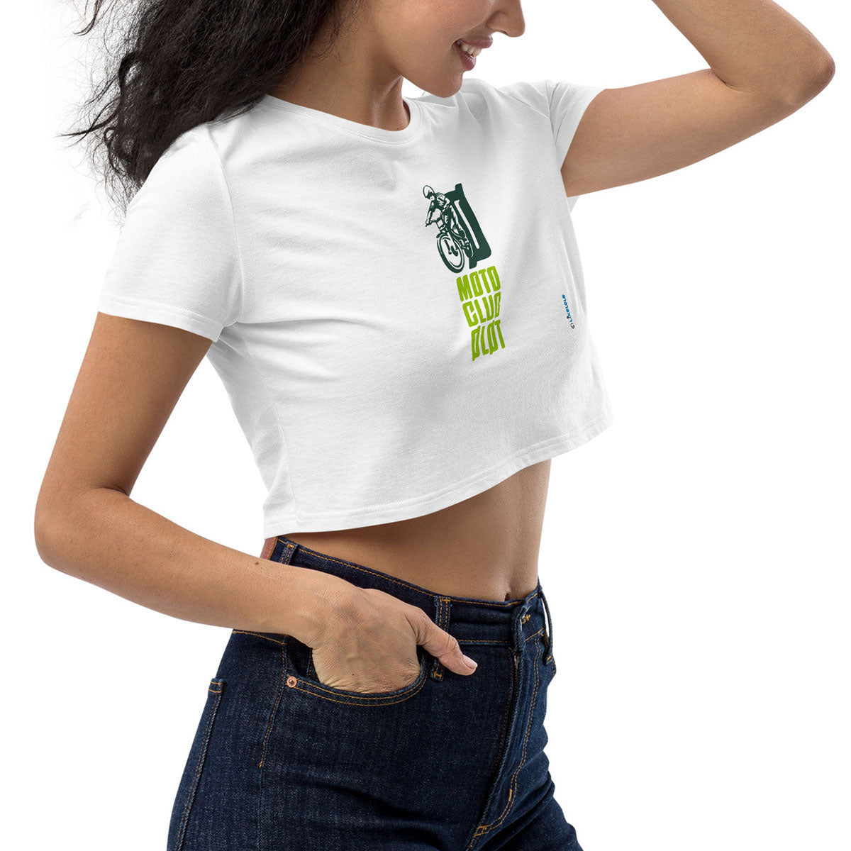 MOTO CLUB OLOT · Crop Top m/corta·Mujer · Medium·Blanco-124a