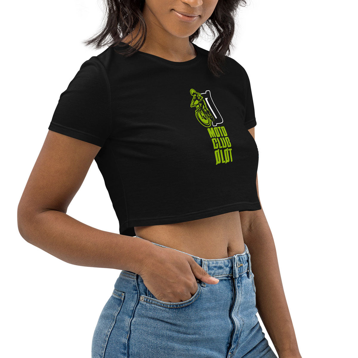 MOTO CLUB OLOT · Crop Top m/corta·Mujer · Medium·Negro-124c