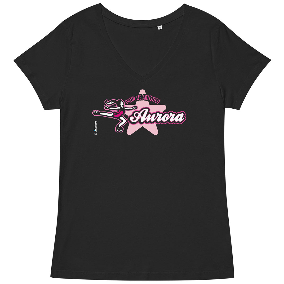 PATINAJE ARTÍSTICO AURORA · Camiseta m/corta·cuello pico·Mujer · Medium·Negro-138c