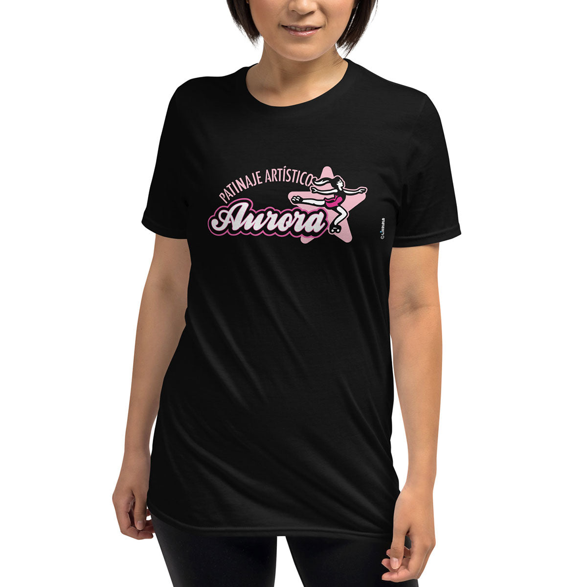PATINAJE ARTÍSTICO AURORA · Camiseta m/corta·Mujer/Unisex · Basic·Negro-133c2
