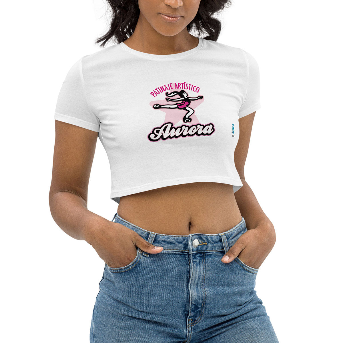 PATINAJE ARTÍSTICO AURORA · Crop Top m/corta·Mujer · Medium·Blanco-134a