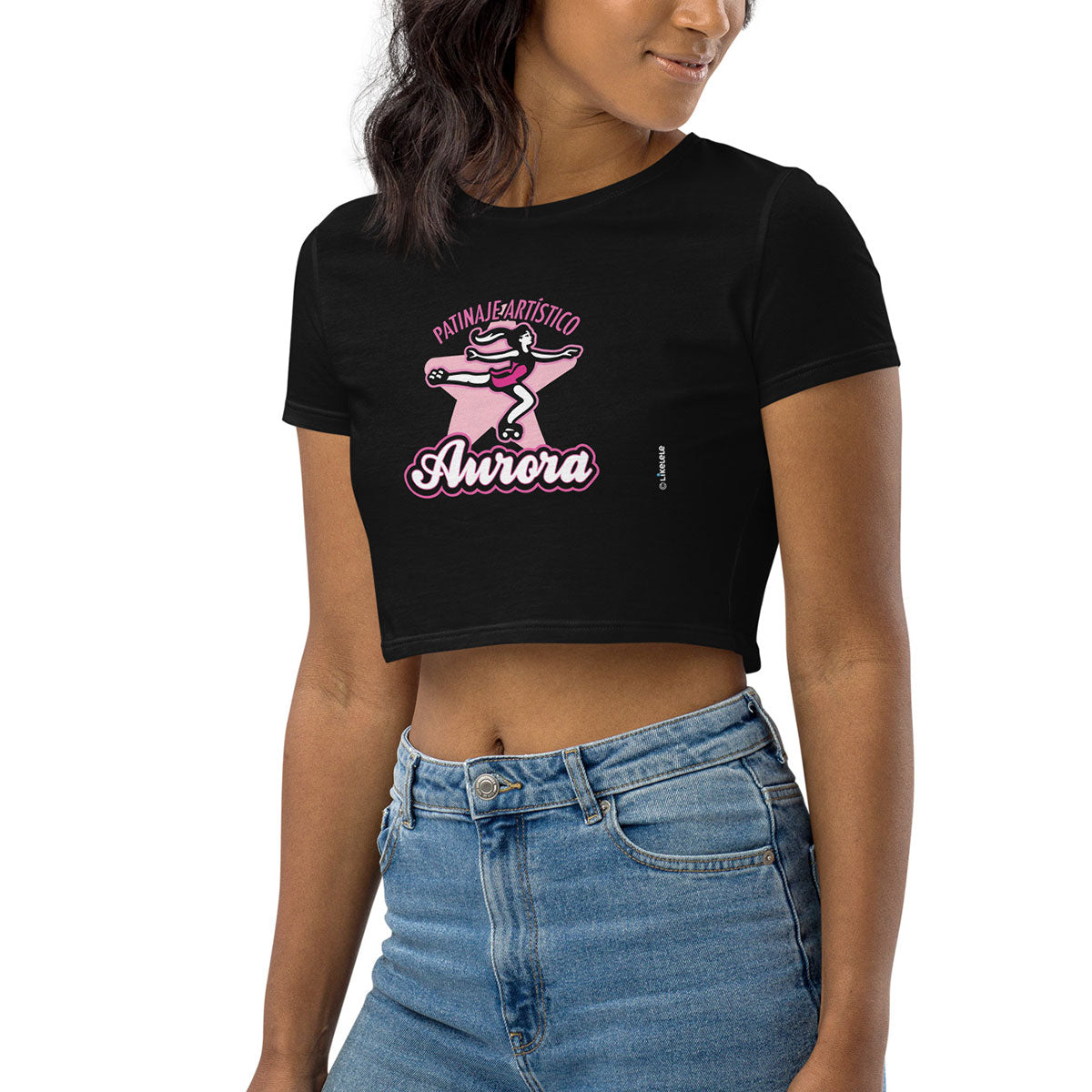 PATINAJE ARTÍSTICO AURORA · Crop Top m/corta·Mujer · Medium·Negro-134c