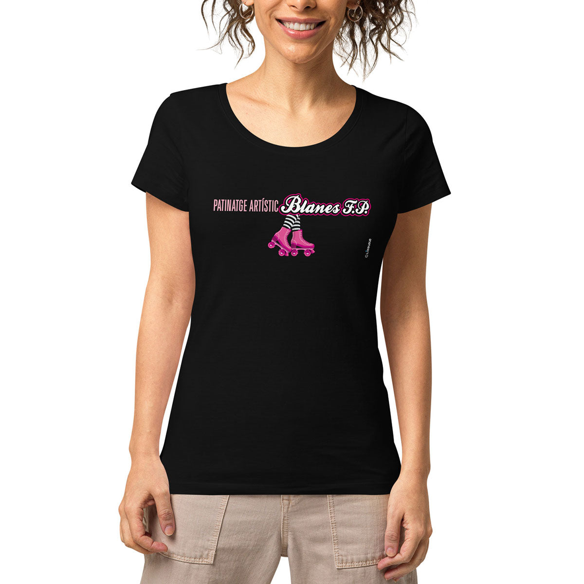 PATINATGE ARTÍSTIC BLANES FP · Camiseta m/corta·cuello ancho·Mujer · Medium·Negro-144c