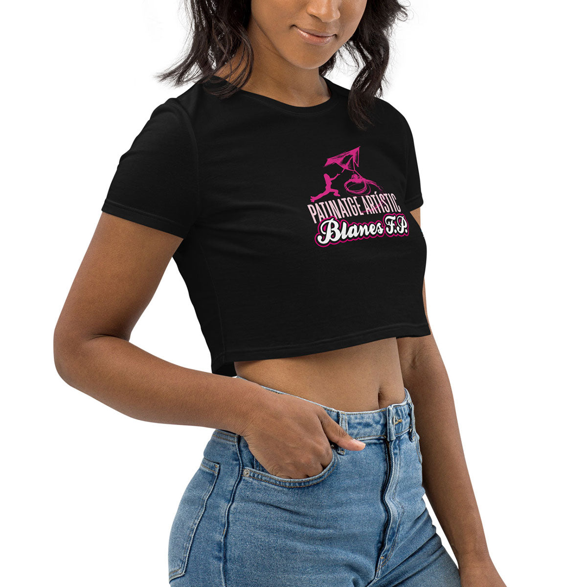 PATINATGE ARTÍSTIC BLANES FP · Crop Top m/corta·Mujer · Medium·Negro-140c