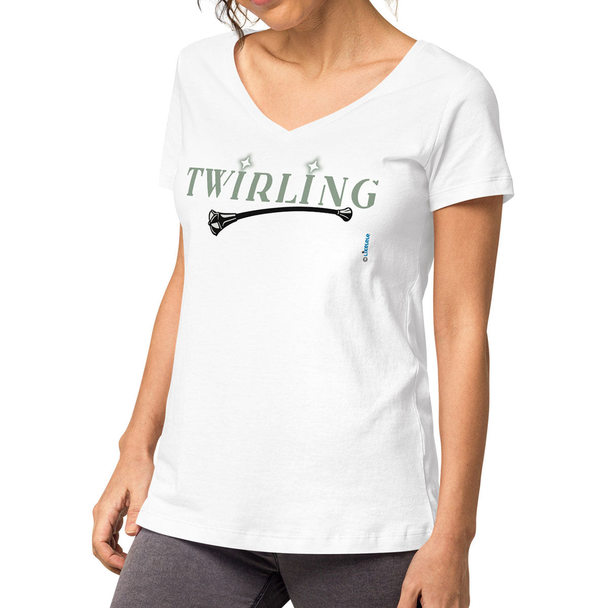 TWIRLING · Camiseta m/corta·cuello pico·Mujer · Medium·Blanco-117a