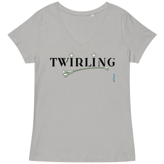 TWIRLING · Camiseta m/corta·cuello pico·Mujer · Medium·Gris1-117b
