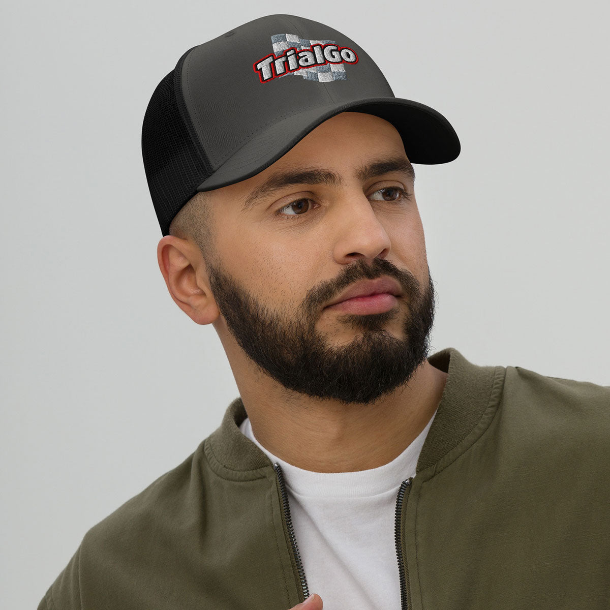 [446] TrialGo · Gorra de rejilla bordada · Unisex · BASIC · Charcoal/Black