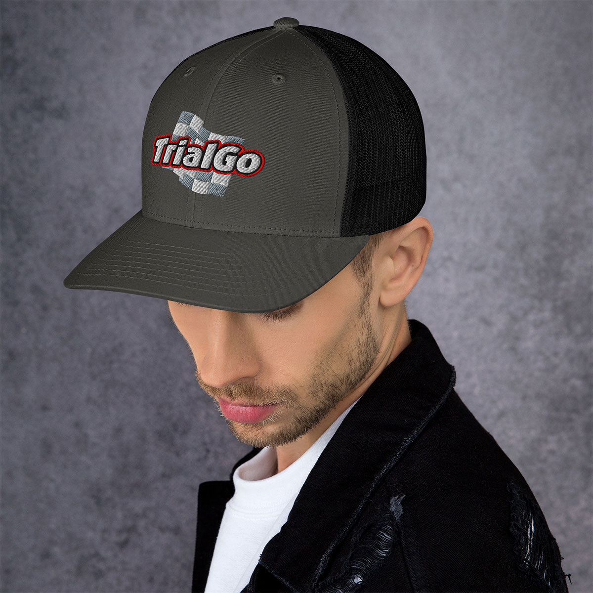 [446] TrialGo · Gorra de rejilla bordada · Unisex · BASIC · Charcoal/Black