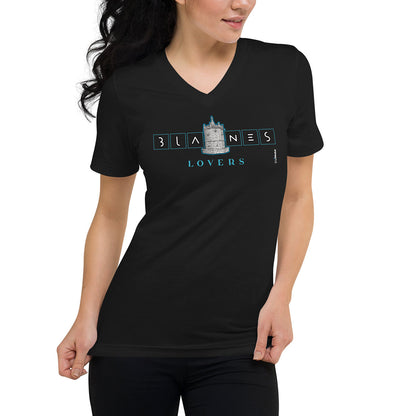 [474] BLANES Font Gòtica · Camiseta m/corta cuello de pico · Unisex · MEDIUM · Black