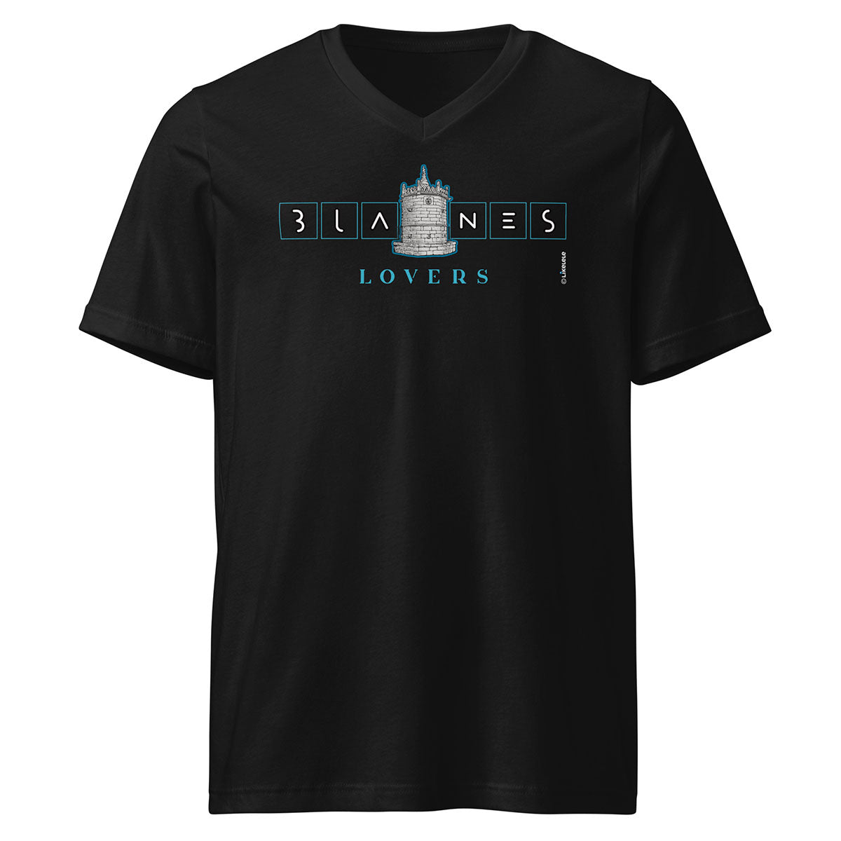 [474] BLANES Font Gòtica · Camiseta m/corta cuello de pico · Unisex · MEDIUM · Black
