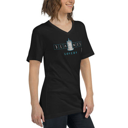 [474] BLANES Font Gòtica · Camiseta m/corta cuello de pico · Unisex · MEDIUM · Black