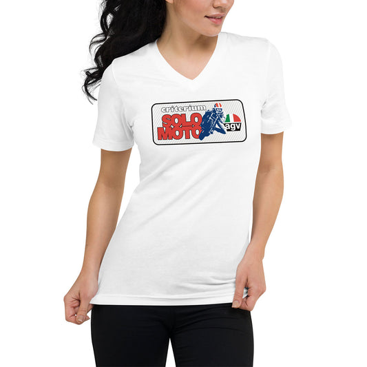 [510] MOTOR VINTAGE Criterium Solo Moto · Camiseta m/corta cuello de pico · MEDIUM · Mujer · White