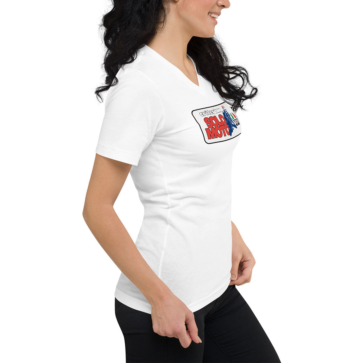 [504] BONAIGUA TRIAL Criterium Solo Moto · Camiseta m/corta cuello de pico · MEDIUM · Mujer · White