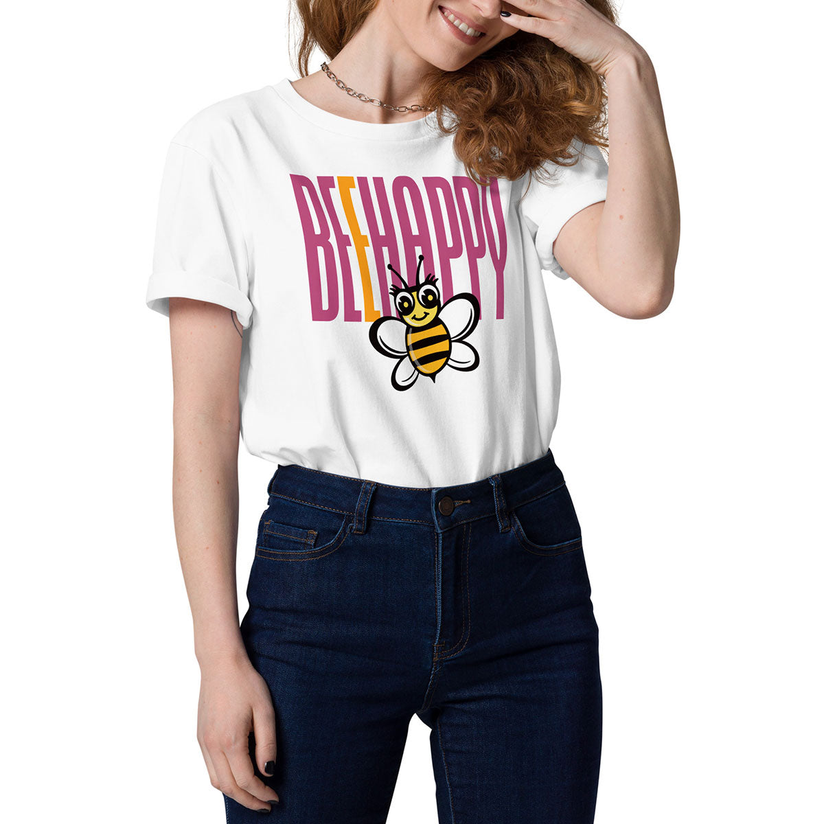 [506] LIKELELE Bee Happy · Camiseta m/corta · MEDIUM · Unisex · White