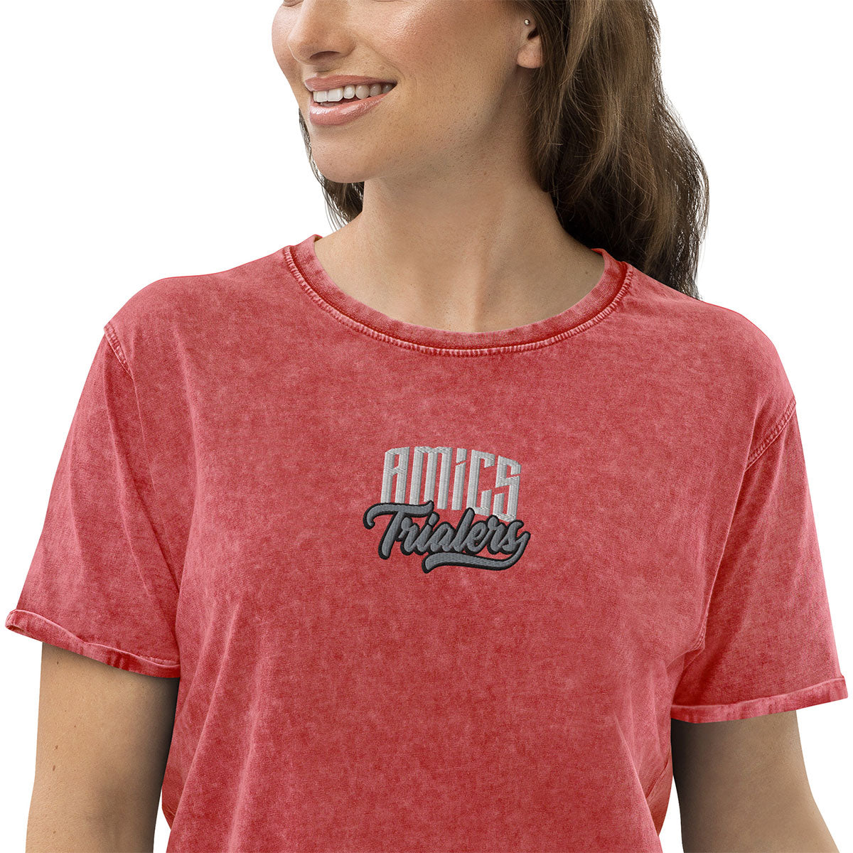 AMICS TRIALERS · Camiseta m/corta·Denim·Mujer/Unisex · Medium·Garnet Red-351b2f
