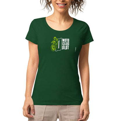 MOTO CLUB OLOT · Camiseta m/corta·cuello ancho·Mujer · Medium·Verde2-127c