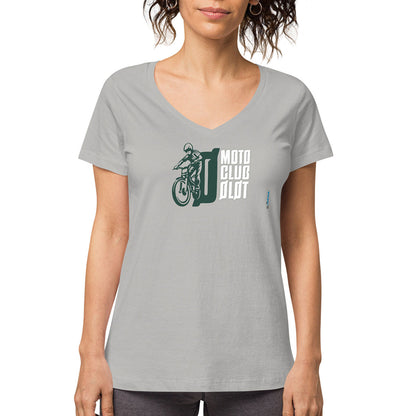 MOTO CLUB OLOT · Camiseta m/corta·cuello pico·Mujer · Medium·Gris1-126b