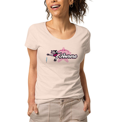 PATINAJE ARTÍSTICO AURORA · Camiseta m/corta·cuello ancho·Mujer · Medium·Rosa-137a
