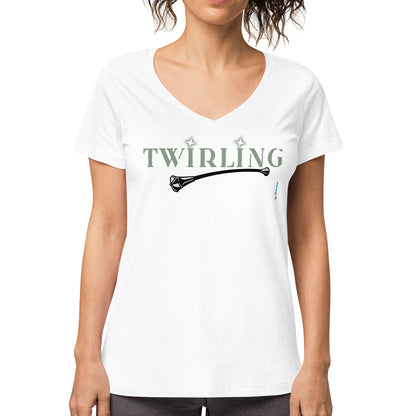 TWIRLING · Camiseta m/corta·cuello pico·Mujer · Medium·Blanco-117a