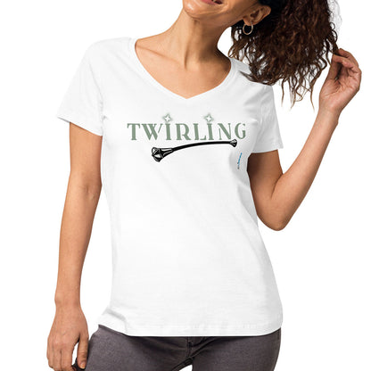 TWIRLING · Camiseta m/corta·cuello pico·Mujer · Medium·Blanco-117a
