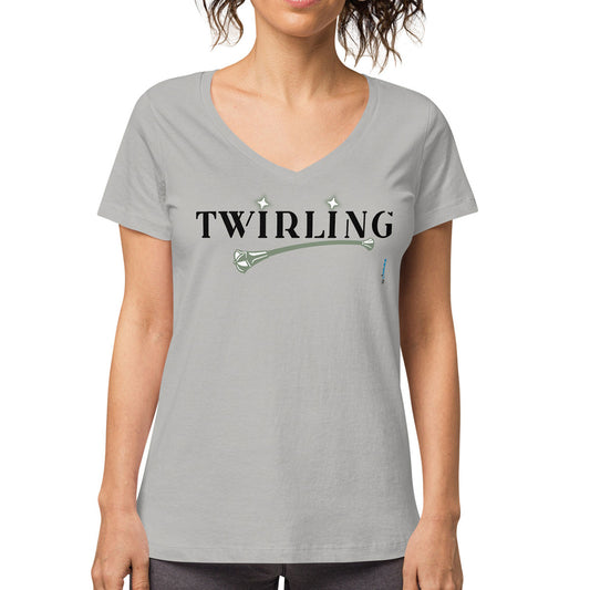 TWIRLING · Camiseta m/corta·cuello pico·Mujer · Medium·Gris1-117b