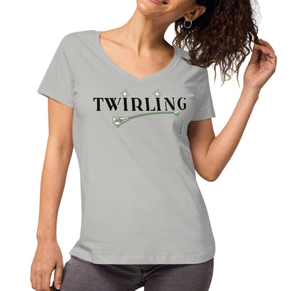 TWIRLING · Camiseta m/corta·cuello pico·Mujer · Medium·Gris1-117b