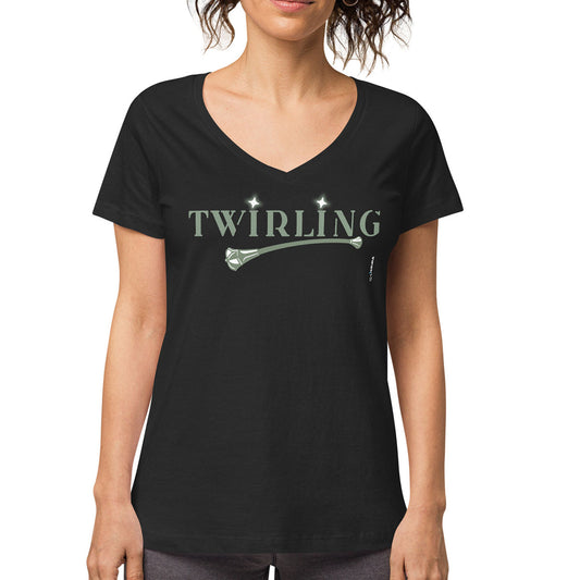 TWIRLING · Camiseta m/corta·cuello pico·Mujer · Medium·Negro-117c